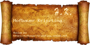Hofbauer Krisztina névjegykártya